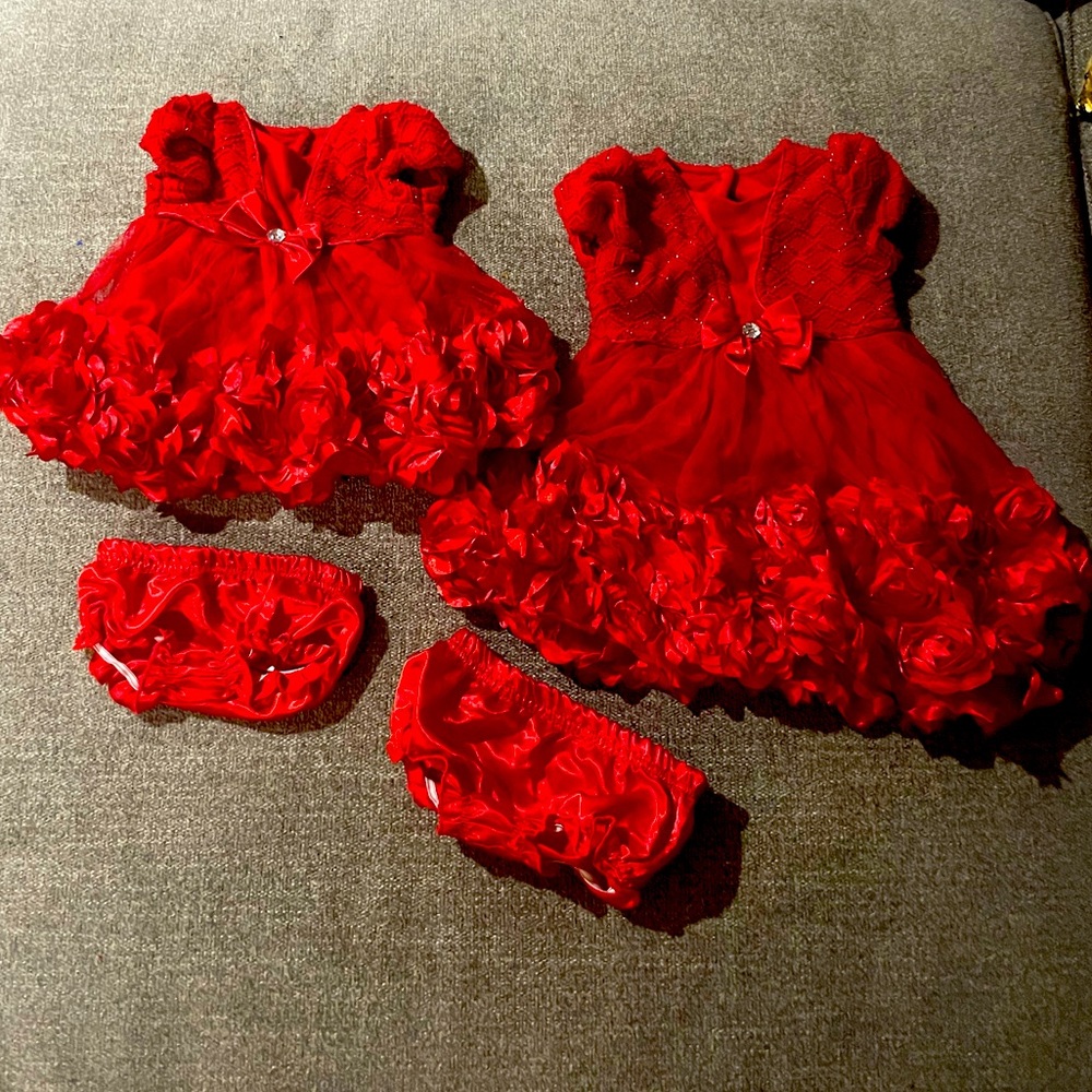 Matching holiday dresses w/bloomers